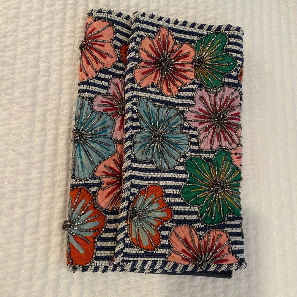Beaded cloth clutch - multicolored